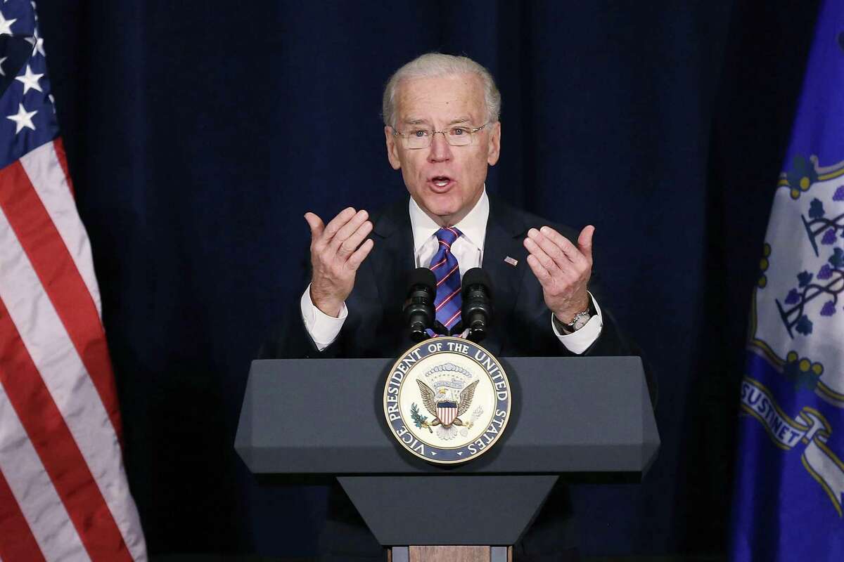 Then-Vice President Joe Biden speaks at a conference on gun violence at Western Connecticut State University on February 21, 2013 in Danbury.
