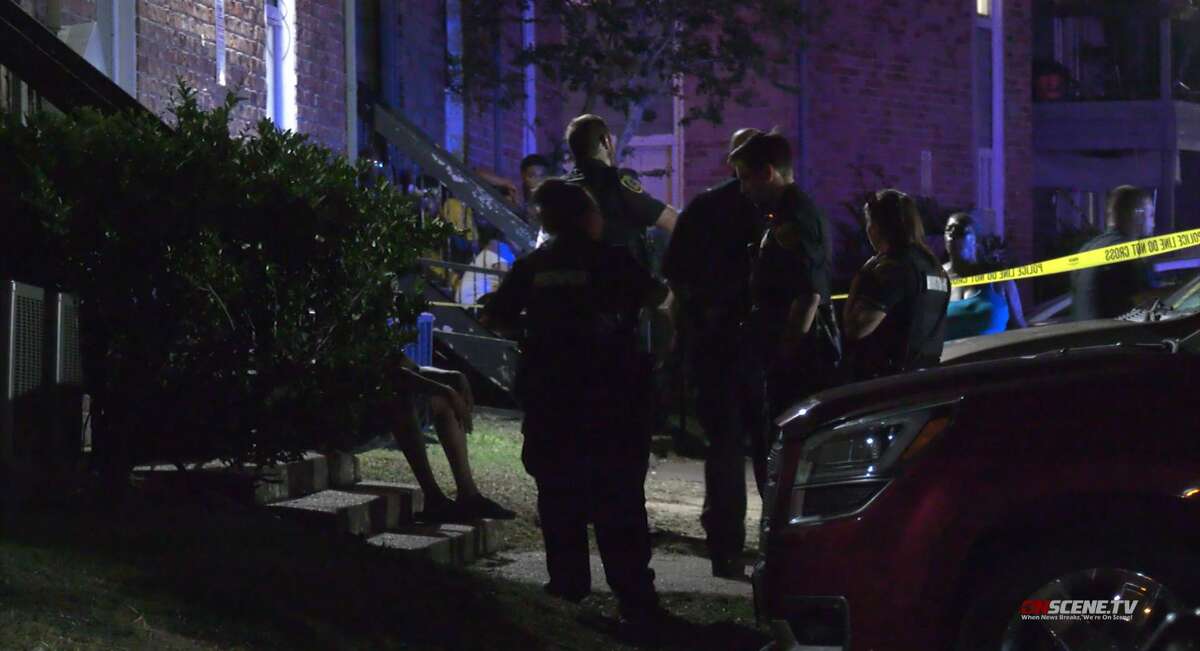 Houston police respond to a fatal shooting outside an apartment complex on the 5300 block of W Gulf Bank Road on May 24, 2022.