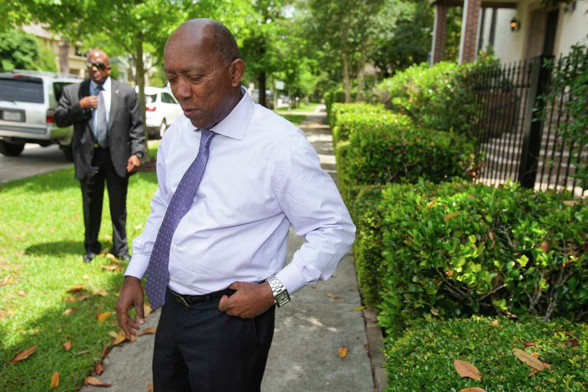 Mayor Sylvester Turner talks about the school shooting tragedy in Uvalde during an impromptu news conference in the Heights area Wednesday, May 25, 2022 in Houston.