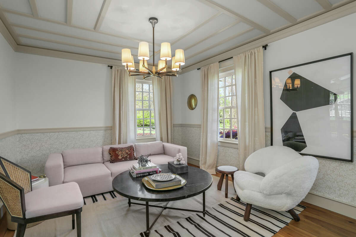 A sitting area in the home on 215 Cross Ridge Road in New Canaan, Conn.