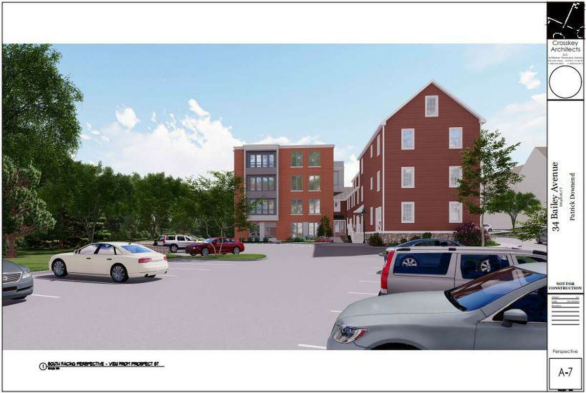 Rendering of proposed mix use building at 34 Bailey Ave. Ridgefield, CT.