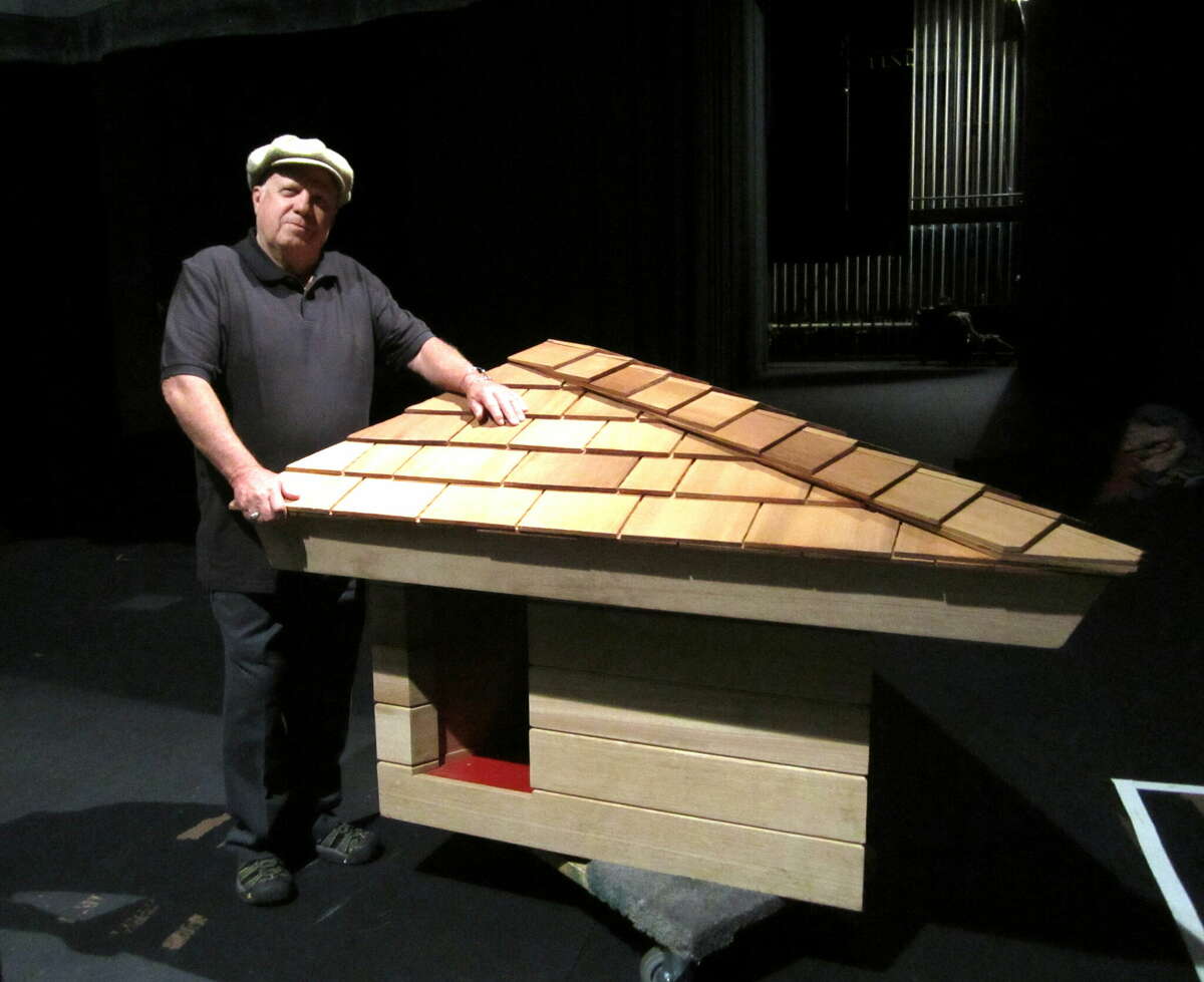 Jim Berger with the doghouse he donated to Marin County in 2016.