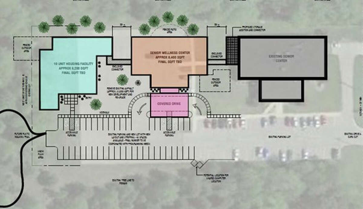 The proposed layout for Region VII's in-development PACE center next to the Huron County Senior Center. Groundbreaking is planned to start next spring, with the senior wellness center estimated to be 8,400 square feet and the 10 unit housing facility planned to be 9,200 square feet.