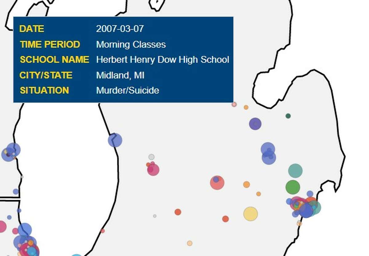 The K-12 School Shooting Database (Center For Homeland Defense And Security) includes Midland, Michigan. 