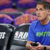 Mavericks owner Mark Cuban sits courtside before a second-roudn game on May 2, 2022 in Phoenix, Arizona.
