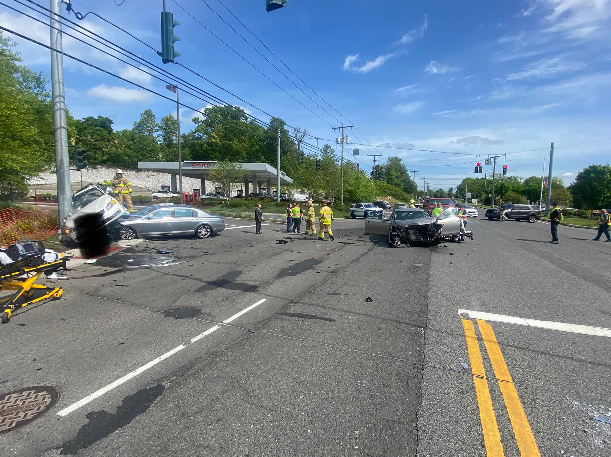 Three-car crash in Brookfield sends three to hospital, fire officials say