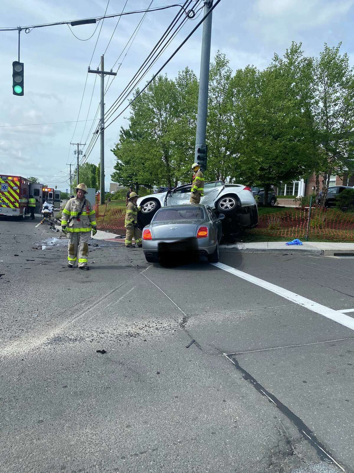 Three patients were taken to the hospital Thursday morning after a three-car crash on Federal Road in Brookfield Thursday morning. Firefighters had to free one of the drivers trapped in their car.