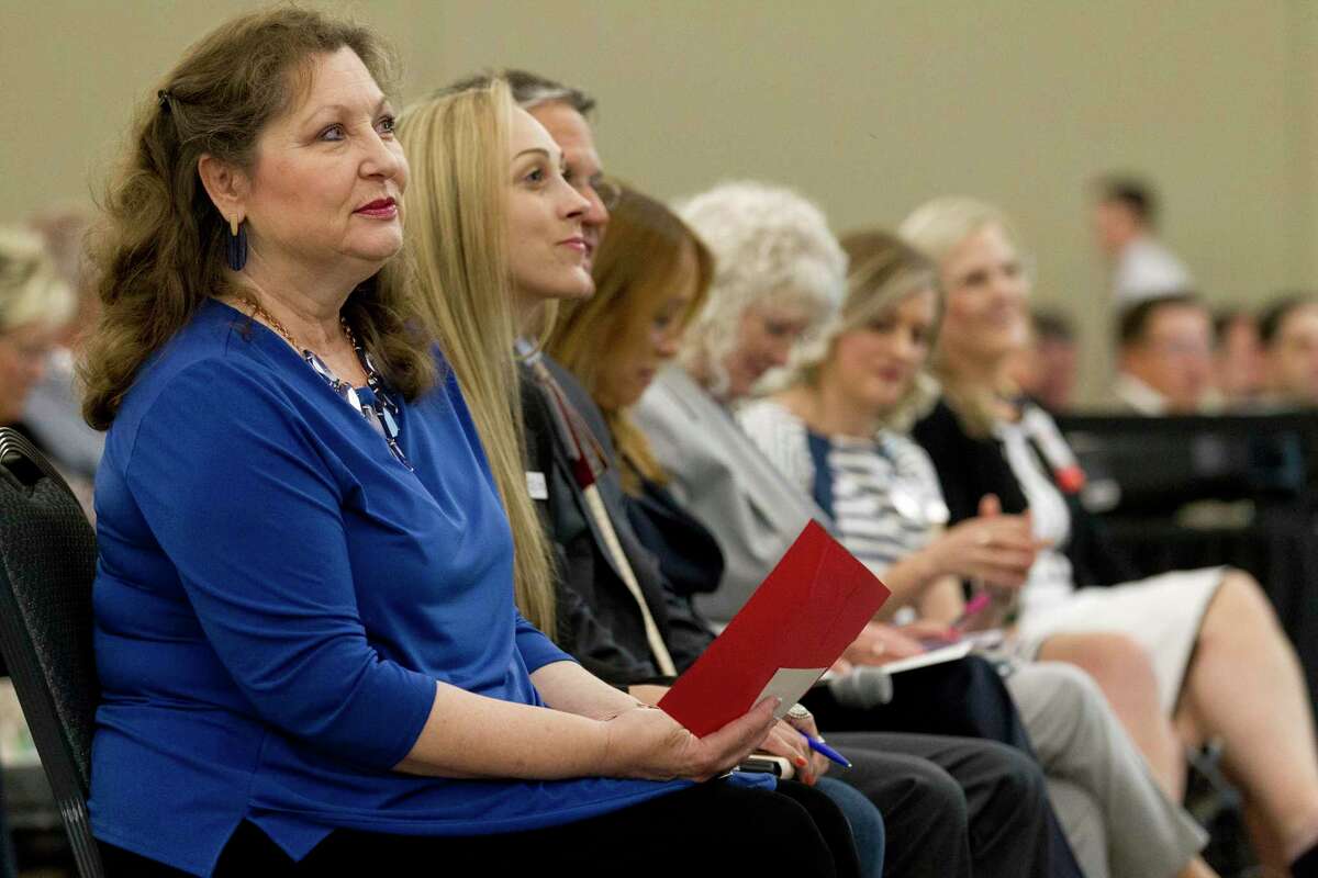 Denise Cipolla, coordinator of guidance & counseling for Conroe ISD, listens as members of the Behavioral Health and Suicide Prevention Task Force of Montgomery County gather at the Lone Star Convention & Expo Center in 2019 in Conroe. In recent weeks the Montgomery County community has felt the devastating blow of two seniors from The Woodlands High School dying from a drug overdose and the suspected suicides of two Willis High School students.