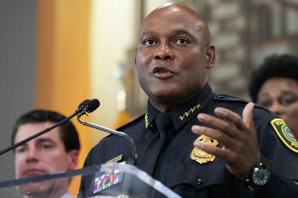 Houston Police Chief Troy Finner speaks during a news conference discussing security planned around the NRA meetings Thursday, May 26, 2022 in Houston. The 2022 NRA Annual Meetings and Exhibits are being held this weekend at the George R. Brown Convention Center.
