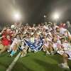 Fairfield Prep celebrates its SCC boys lacrosse championship at Ken Strong Stadium in West Haven on Thursday.