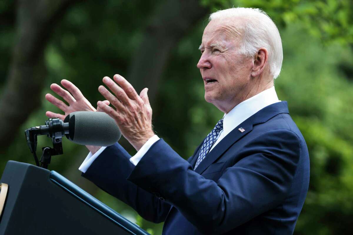 President Biden speaks May 17 in the White House Rose Garden. His administration is firming up plans to cancel $10,000 in student debt per borrower for people who earned up to $150,000 the year before.