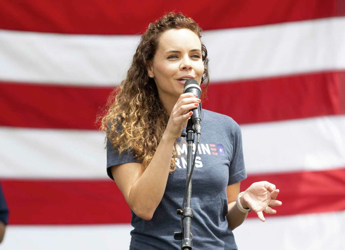 Texas Veterans Network executive director, Mia Garcia, speaks during Combined Arm's inaugural VetFest event, Saturday, May 15, 2021, in Magnolia. This year’s VetFest is set for 1 to 10 p.m. June 4 at the Montgomery County Fairgrounds.