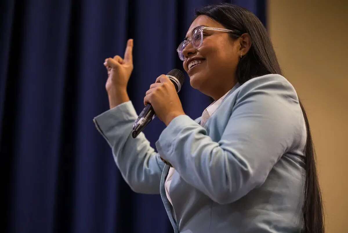 Congressional candidate Jessica Cisneros at the Get Out the Vote Rally in San Antonio on May 20, 2022.