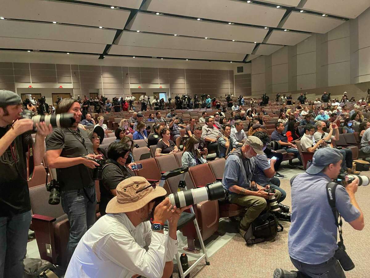 Media from all over the world gathered Wednesday for a news conference in a Uvalde school auditorium about the carnage from a school rampage that is too common.