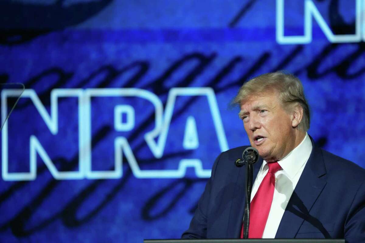 Former President Donald J. Trump is the keynote speaker at the NRA convention on Friday May 27, 2022 in Houston, TX. Both U.S. Rep. Tony Gonzales and U.S. Sen. John Cornyn have come out in support of a bipartisan gun bill. Trump has labeled Cornyn a "RINO" for the move.