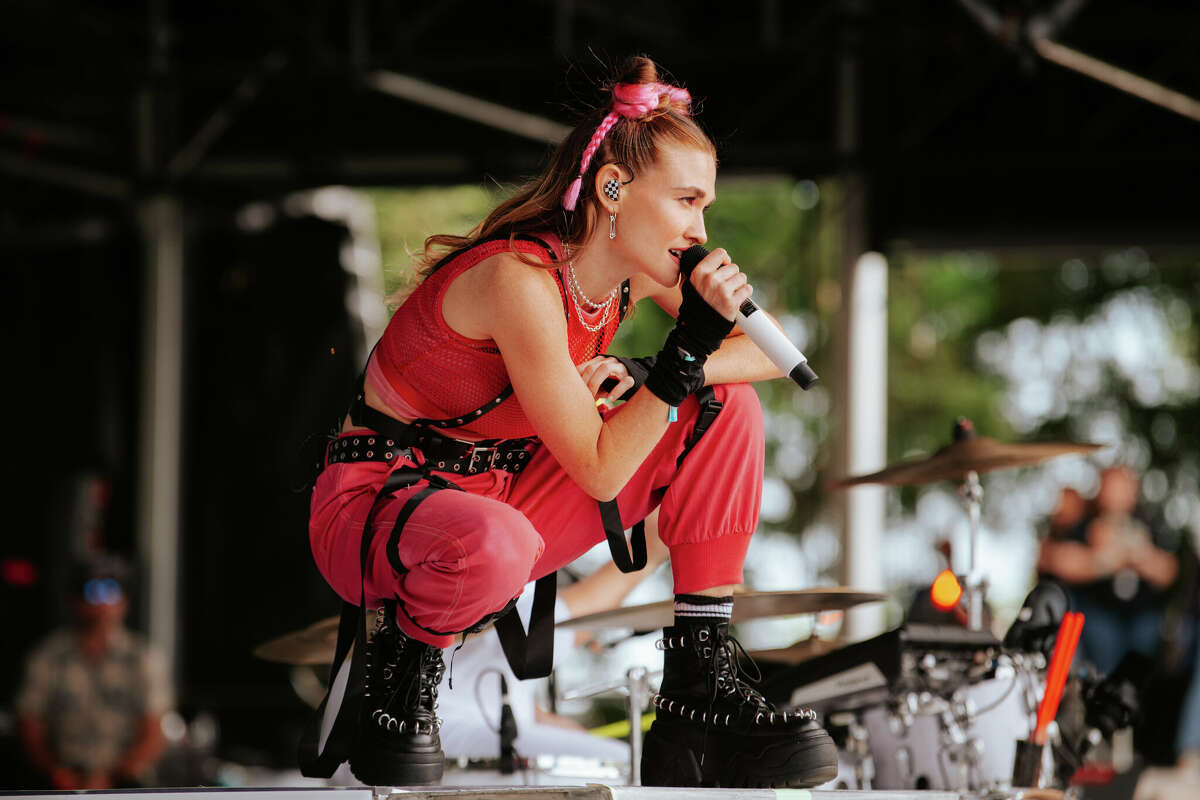 Mandy Lee, of Misterwives, performs at BottleRock 2022 in Napa, California on May 27, 2022.