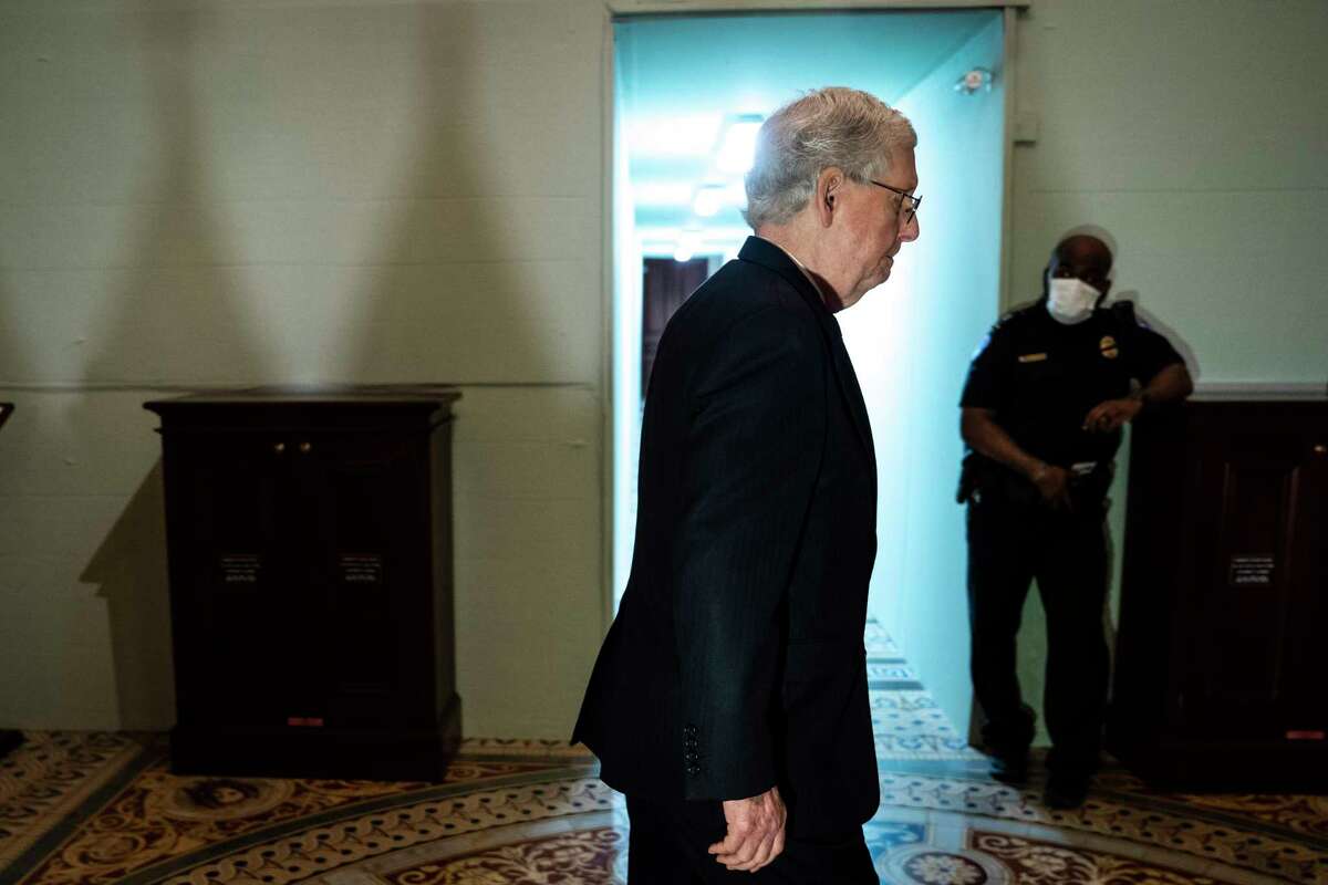 Senate Minority Leader Mitch McConnell, R-Ky., walks to the Senate floor on May 24. MUS CREDIT: Washington Post photo by Jabin Botsford.