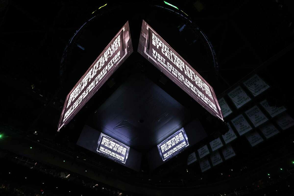 As a moment of silence was held at TD Garden in Boston on Friday night for the 19 children and two teachers killed in Uvalde, a scoreboard graphic encouraged fans to call their senators to support common-sense gun laws.