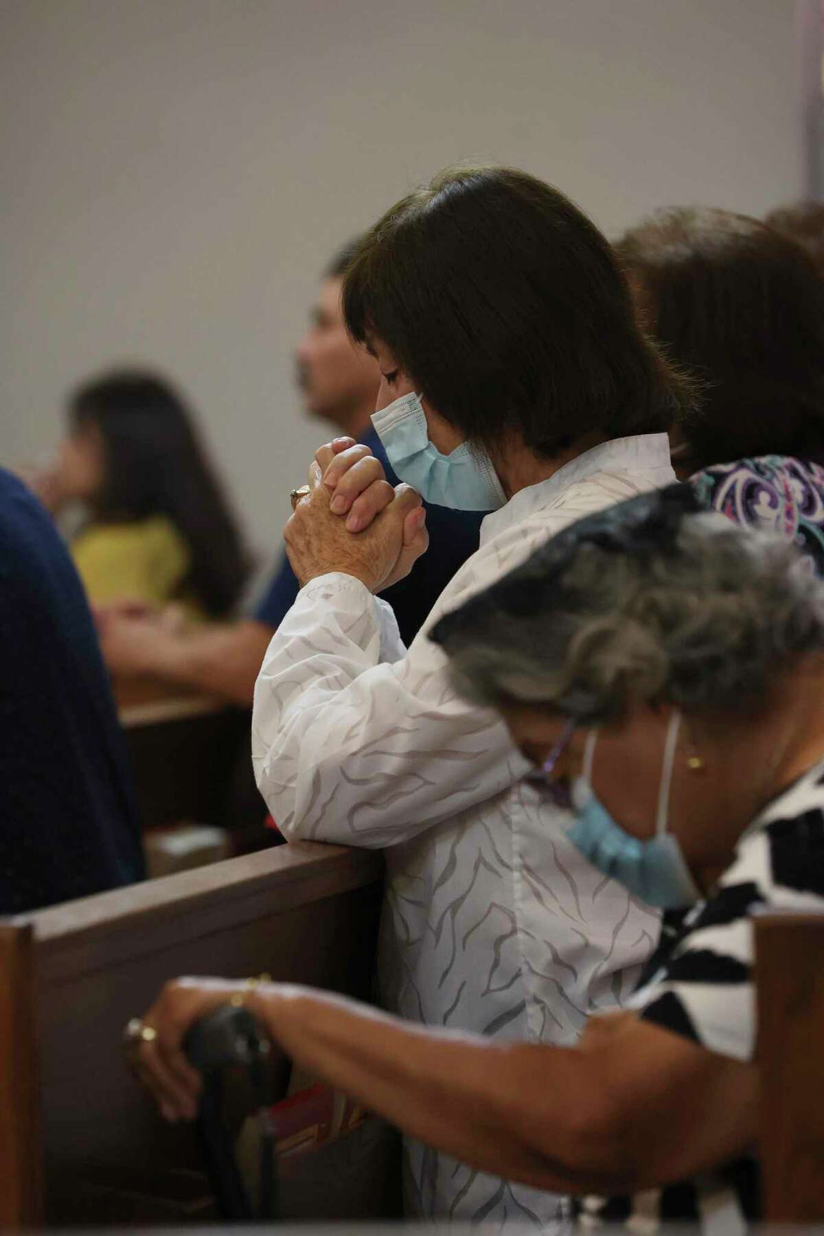 People worship during service at Sacred Heart Church in Uvalde, Texas, Sunday, May 29, 2022.