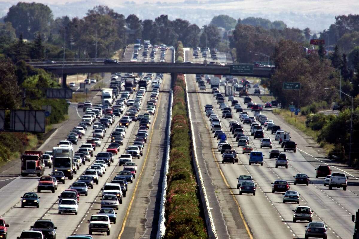 Heavy traffic in 2005 moves along Interstate 80 in Fairfield. The region is under a red flag warning for fire danger on this year’s Memorial Day.