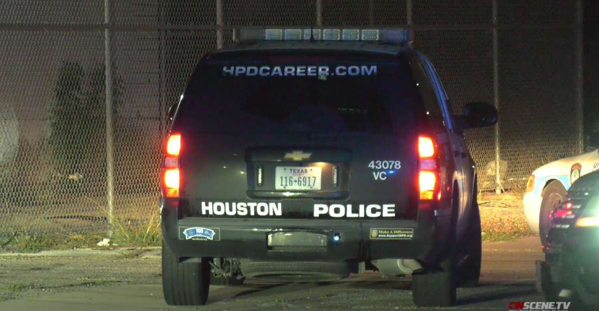 Houston police at the scene where a bicyclist was fatally struck by a vehicle May 30, 2022, in the 300 block of South Cesar Chavez Boulevard.