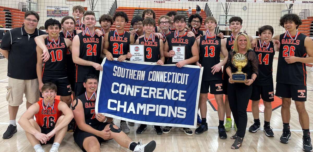 The Shelton boys’ volleyball team defeated Cheshire 3-2 to capture the league championship.