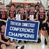 The Shelton boys’ volleyball team defeated Cheshire 3-2 to capture the league championship.