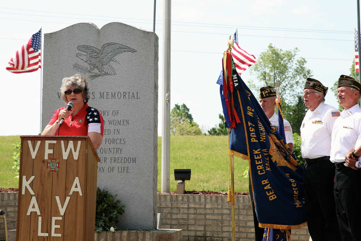 Starla Owens, the guest speaker at a Memorial Day Service at the Kaleva Veterans of Foreign Wars Post #6333 spoke about what Memorial Day means to her. Owens is a Gold Star Mother whose son, Joseph gave the ultimate sacrifice in 2007, during the war in Afghanistan.