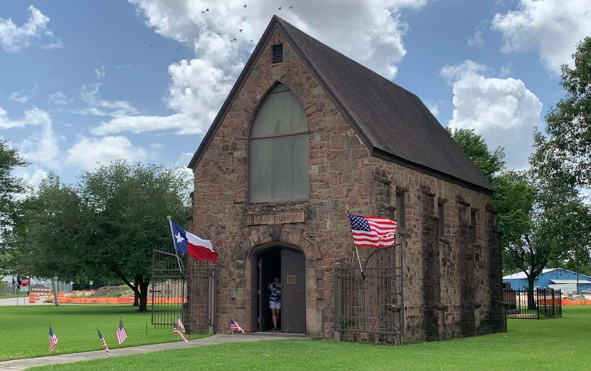 The Temple to the Brave is located at the corner of Emmett Street and Sabine Pass Avenue in downtown Beaumont, across from the port. Photo taken May 30, 2022. Photo by Olivia Malick/The Enterprise.
