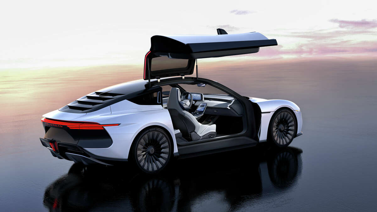 The gull-wing doors are a call-back to the original DMC. 