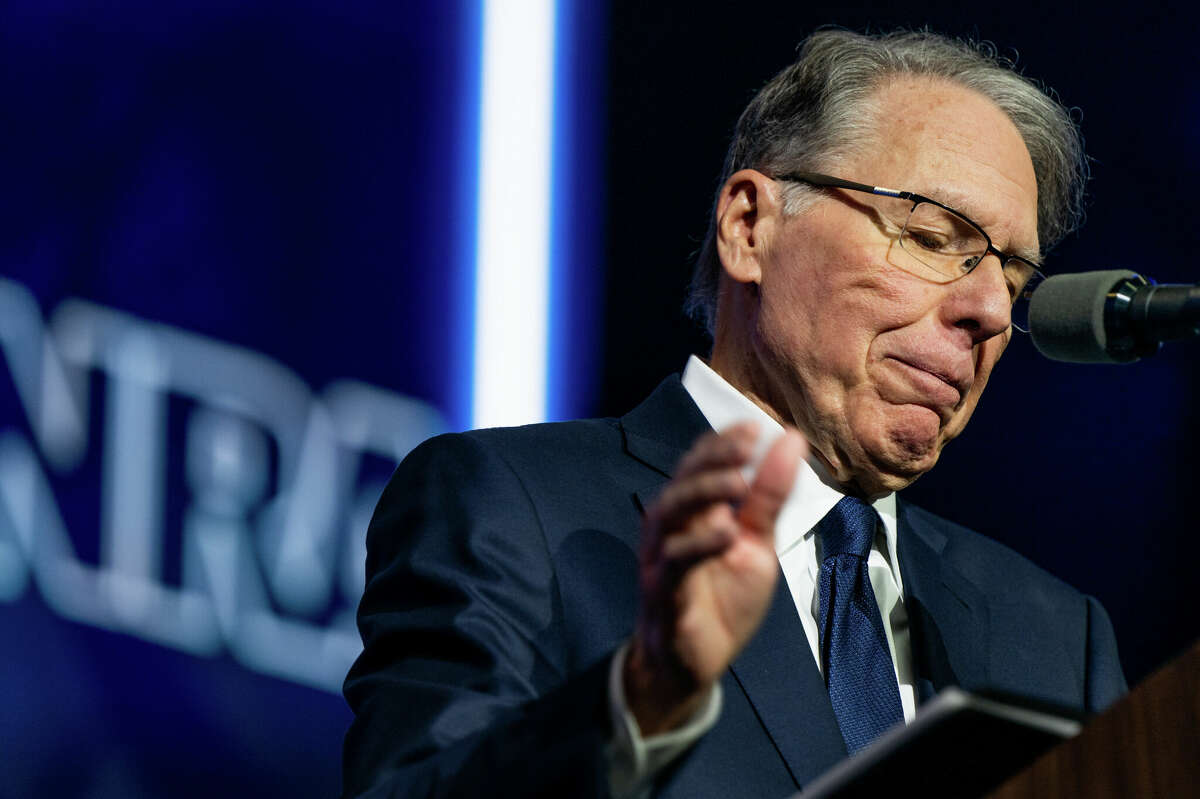 CEO and executive vice president of the National Rifle Association Wayne LaPierre speaks at the George R. Brown Convention Center during the NRA's annual convention on May 27, 2022 in Houston. 