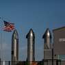 SpaceX Starship rocket prototypes inside the SpaceX Starbase, Saturday, April 23, 2022, in Boca Chica.