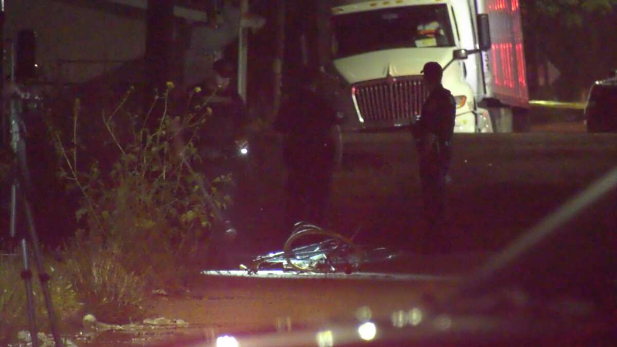 Houston police investigate after a cyclist was killed by a hit-and-run driver in the 300 block of South Cesar Chavez Bolevard on Monday, May 30, 2022.