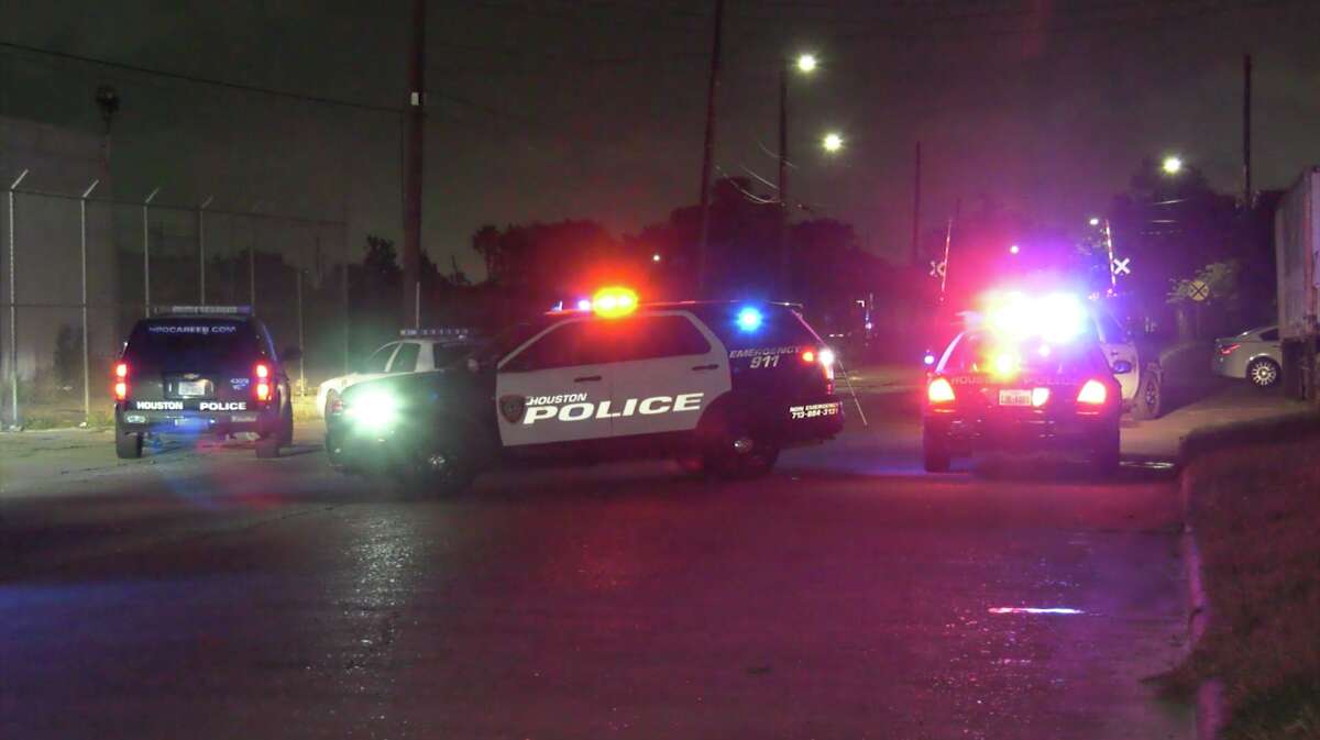 Houston police close South Cesar Chavez Boulevard as they investigate a hit-and-run collision that left a cyclist dead Monday, May 30, 2022.