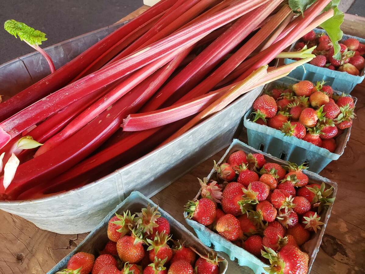 With a season starting in late May and carrying on through June, rhubarb overlaps with field-ripened strawberries.