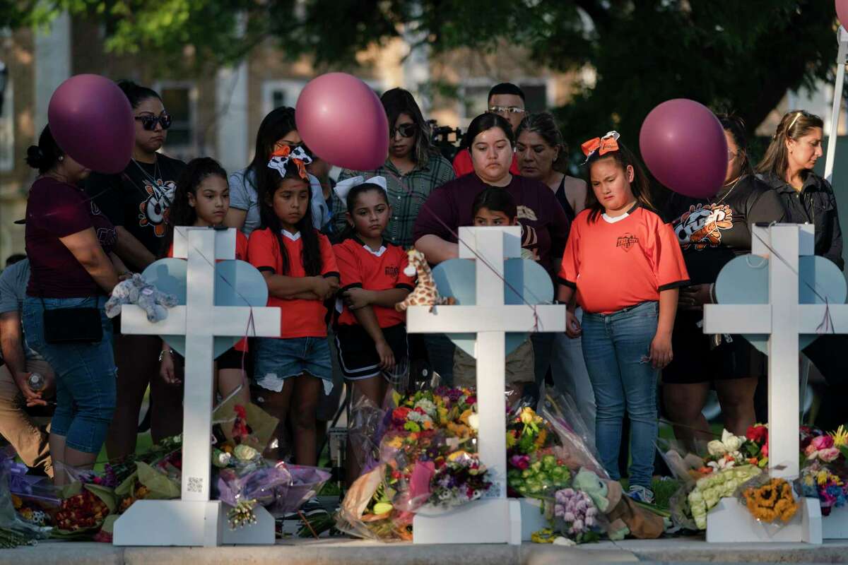 Mourners gather at a memorial site to honor the victims in Uvalde. If the murders of 19 children and two teachers can’t galvanize change, what will? If not now, then when?