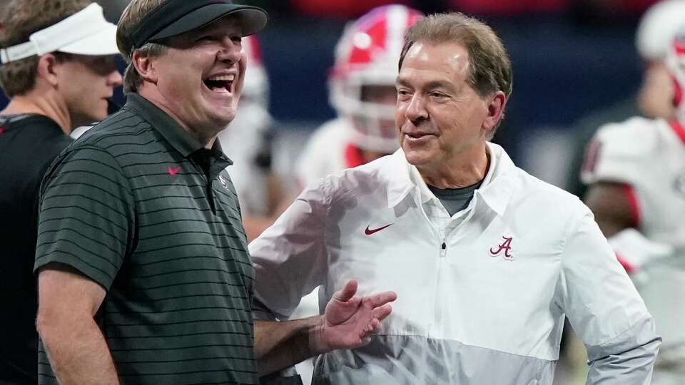 SEC dominance was on display at this year's national championship game pitting Georgia and coach Kirby Smart, left, against Alabama and coach Nich Saban. The Bulldogs won 33-18.