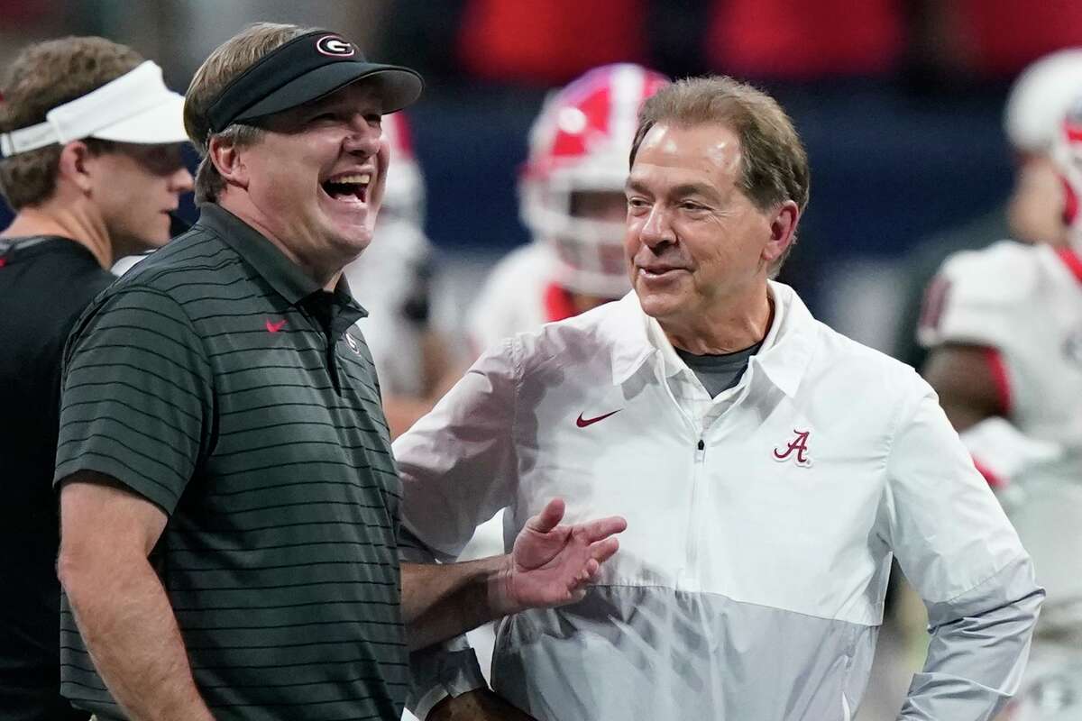 SEC dominance was on display at this year's national championship game pitting Georgia and coach Kirby Smart, left, against Alabama and coach Nich Saban. The Bulldogs won 33-18.