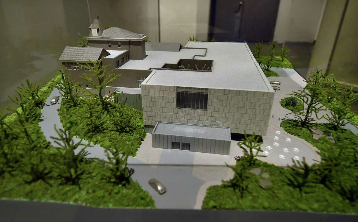 A model shows the completed look of the Bruce Museum major expansion in Greenwich, Conn., on Tuesday May 31, 2022. 