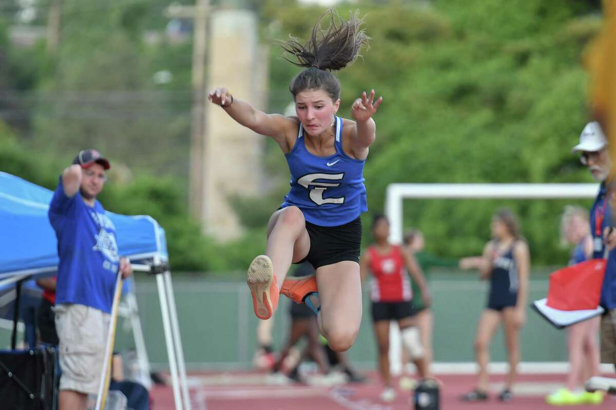 Tia Stapleton competes in the Triple Jump during the CIAC Class LL Track and Field Championships on Tuesday May 31, 2022 at Willow Brook Park in New Britain, CT.