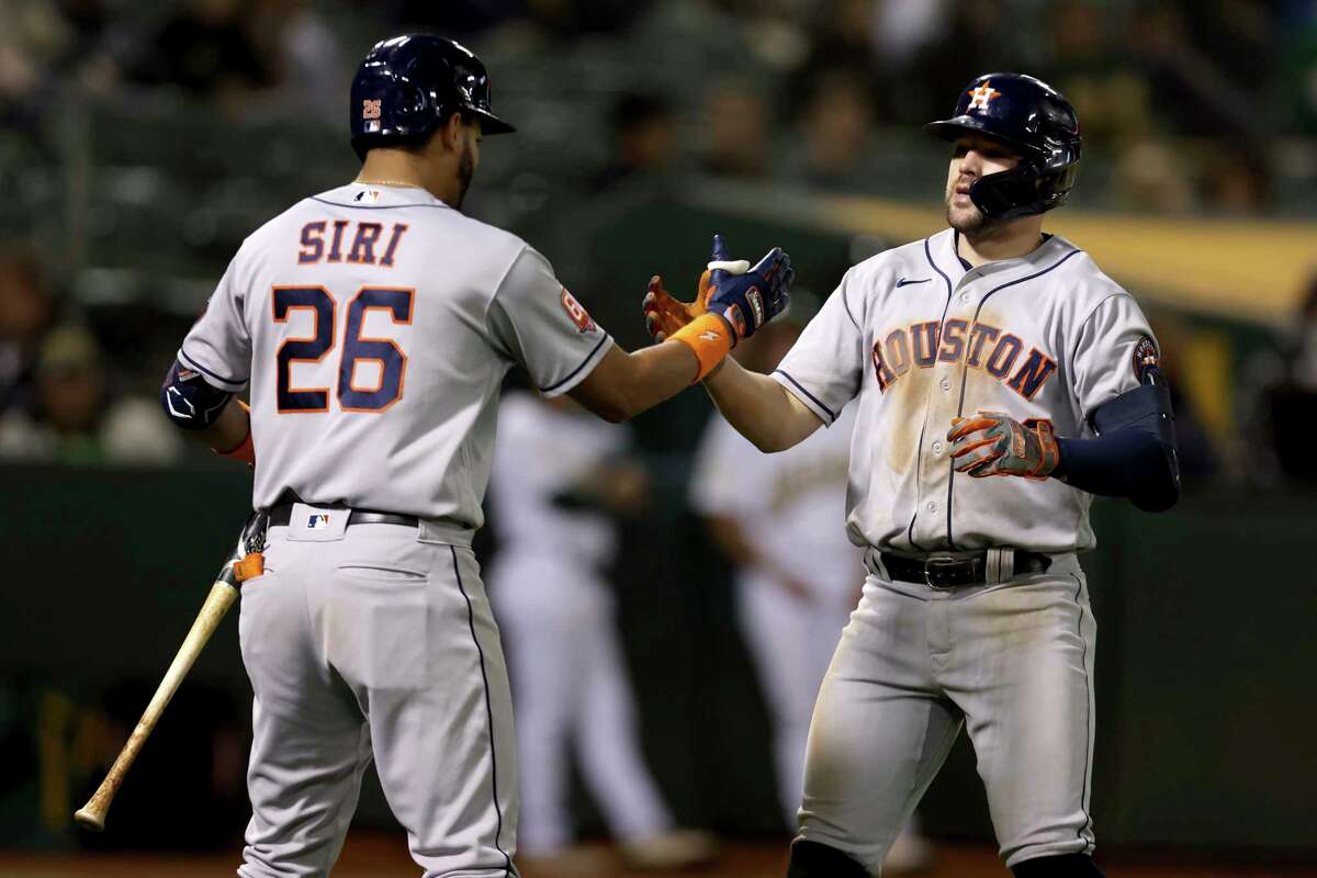 Breaking out of a funk was big personally for Chas McCormick (right) on Tuesday and gave the Astros the offensive lift they needed for a win in Oakland.