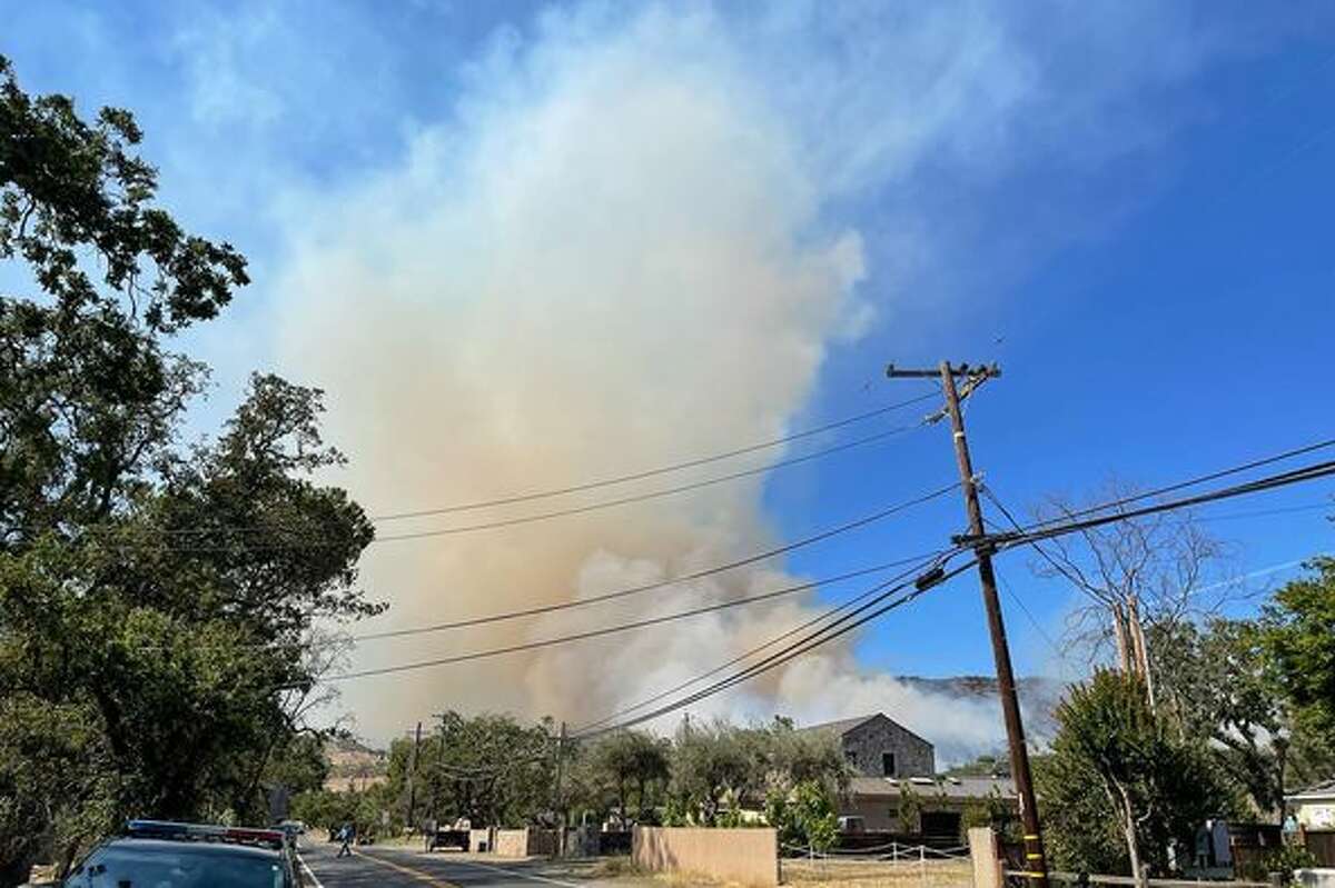 Fire fighters battle flames in the Old Fire in Napa County that broke out on May 31, 2022.