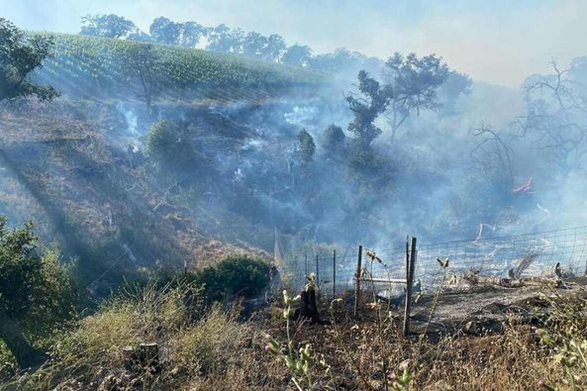 Fire fighters battle flames in the Old Fire in Napa County that broke out on May 31, 2022.