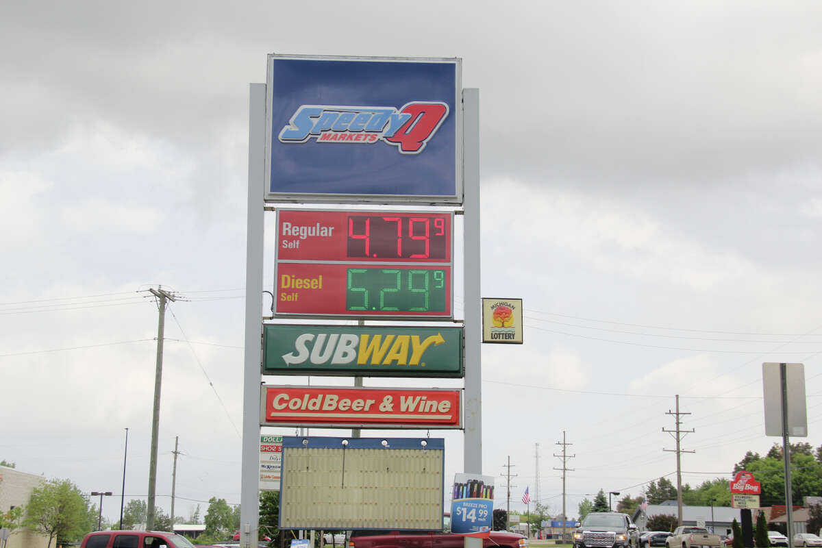 The gas prices at SpeedyQ Market on North Van Dyke Road on June 1. Legislation making its way through the Michigan Legislature would suspend the sales tax on gasoline and diesel fuel for a three month period.