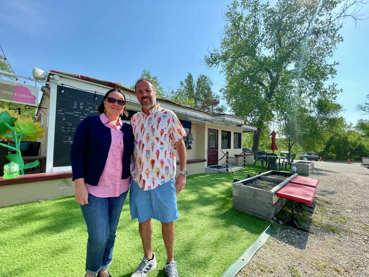 Coffee and Cream owned by Marco (right) and Felicia Flores (left) in the Village of Mecosta is a new hot spot for delicious food and ice cream as well as games and large seating areas for customers to enjoy.