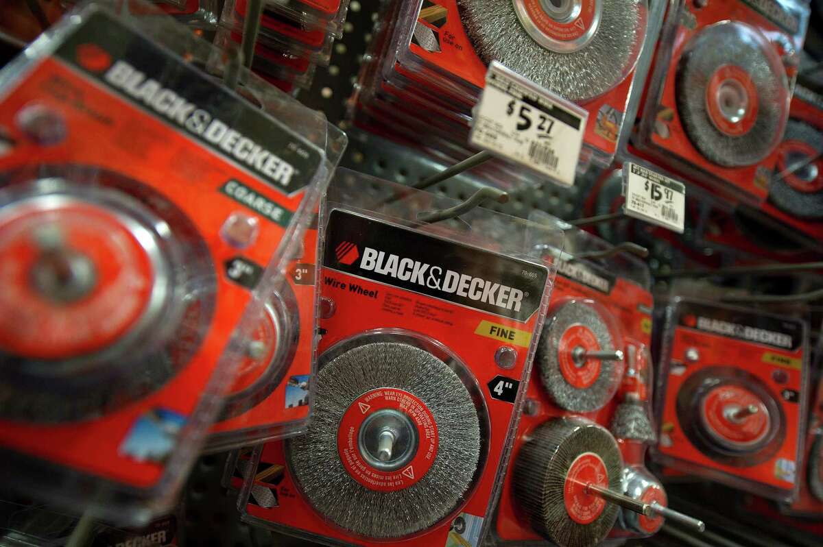 Stanley Black & Decker Inc. steel brushes are displayed for sale at a Home Depot Inc. store in Emeryville, California, U.S., on Tuesday, June 28, 2011. Stanley Black & Decker Inc. is making the largest bet since its merger by joining the biggest wave of security-services takeovers in history as a safeguard against the U.S. housing market. Photographer: David Paul Morris/Bloomberg