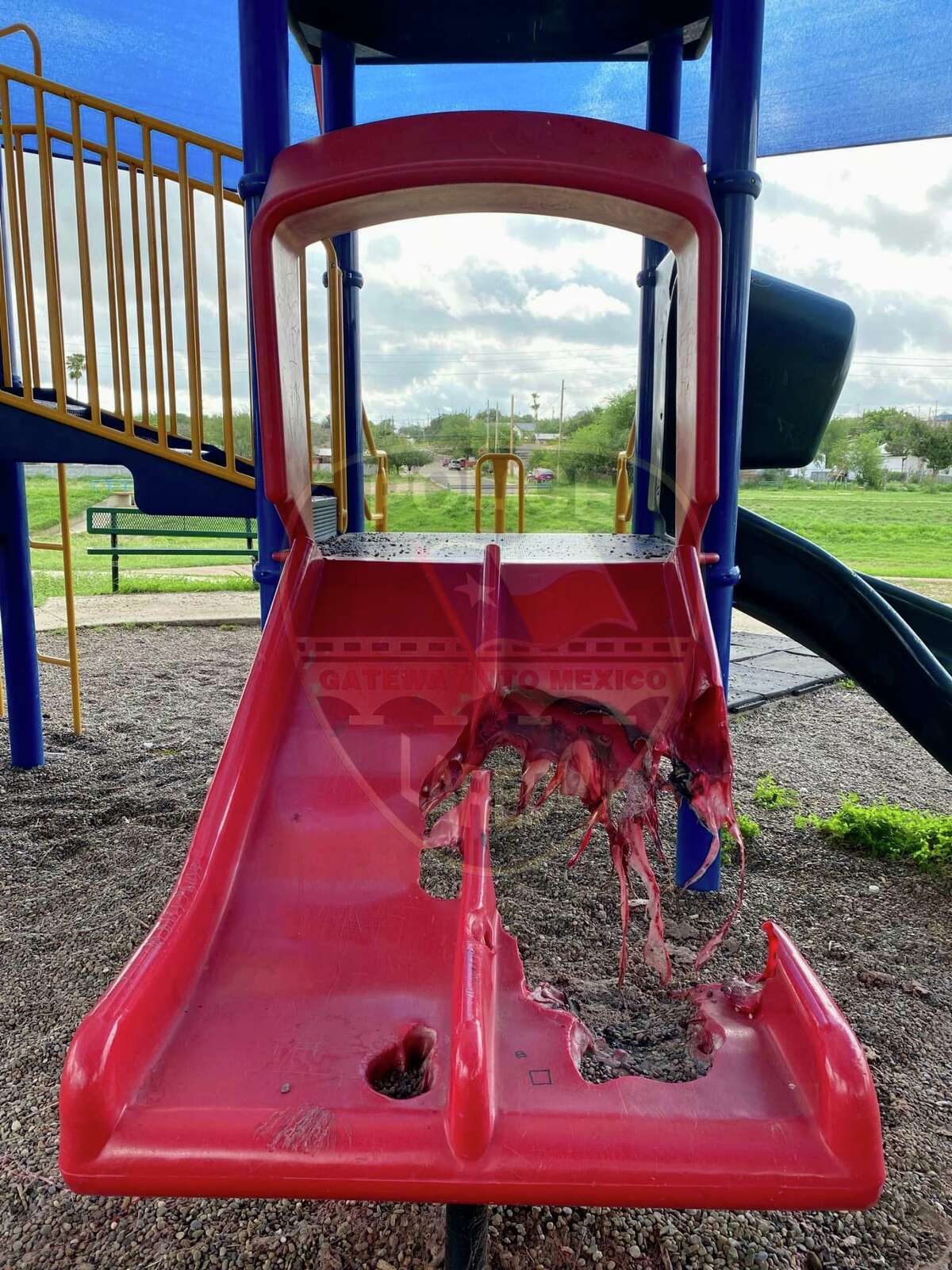 A children's playground located by Bruni Street along Zacate Creek.was vandalized on Tuesday, May 31, 2022 in Laredo.