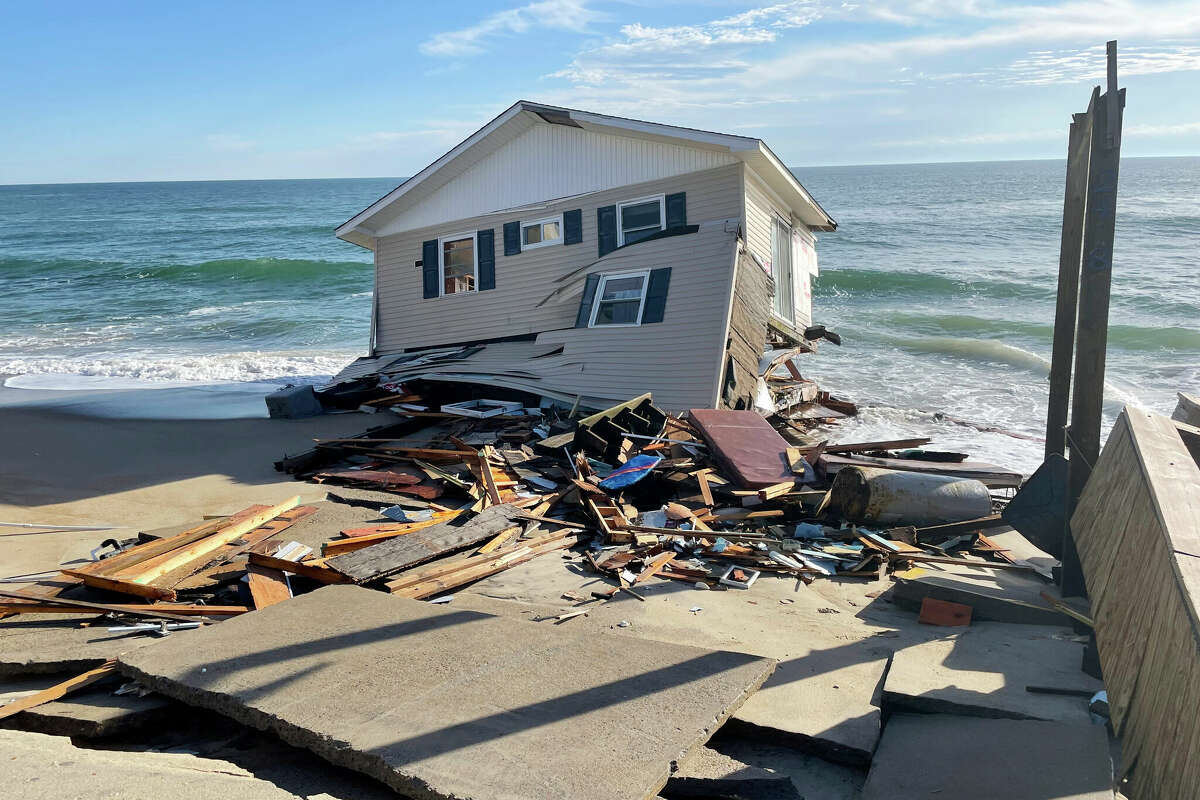 A collapsed beachfront house in Rodanthe, North Carolina.