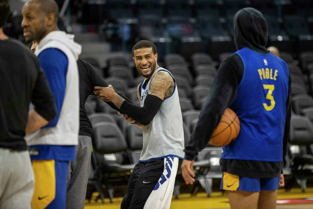 Golden State Warriors’ guard Gary Payton II smiles during NBA Finals Practice and Media Availability at Chase Center in San Francisco, Calif. Wednesday, June 1, 2022.