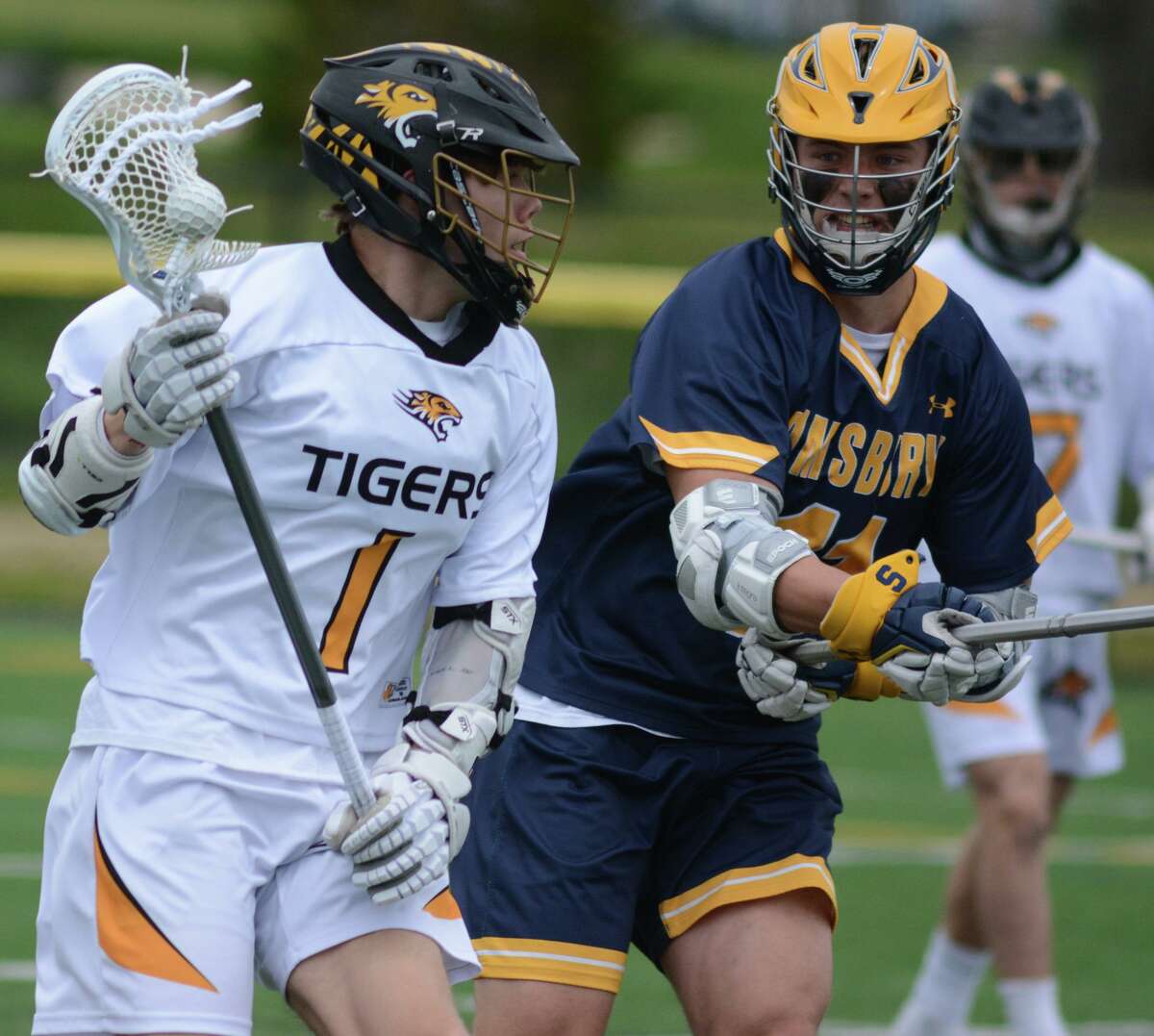 Hand's Sam Sisk scored four goals and assisted on four others as the Tigers pulled away from St. Joseph 15-9 in Class M.